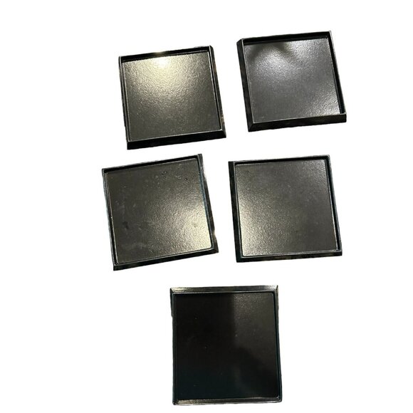 Vintage Japanese 1970’s Lacquerware Coaster Set Black Gold Wicker Coaster & Box - Picture 6 of 8